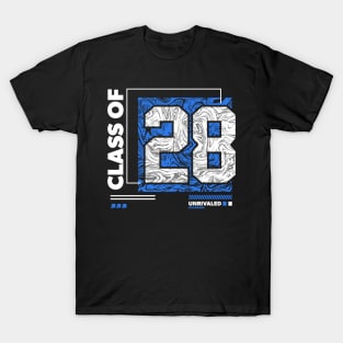 Class of 2028 Urban Streetwear // Graduation Class of '28 Blue T-Shirt